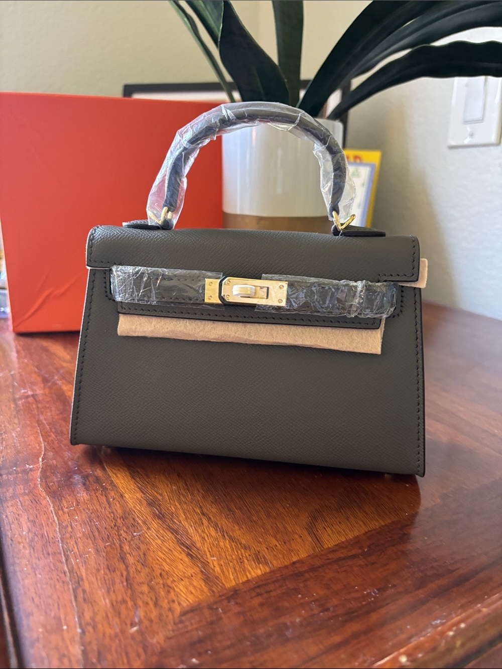 19CM Epsom Leather Mini Grey Top Handle Bag
